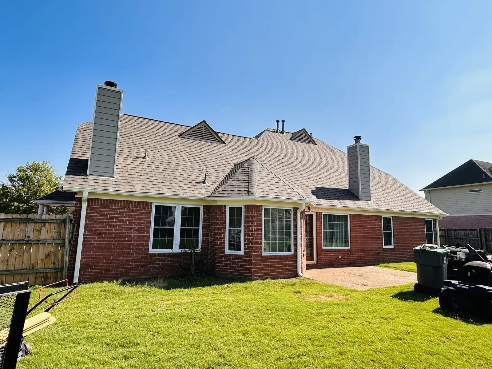 Rear elevation of a finished roof
